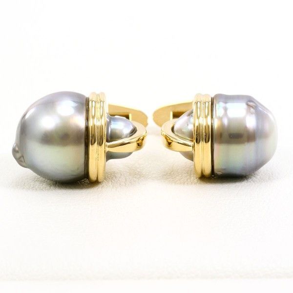 K18YG カフス 黒蝶真珠 カード鑑別書 総重量約13.0g