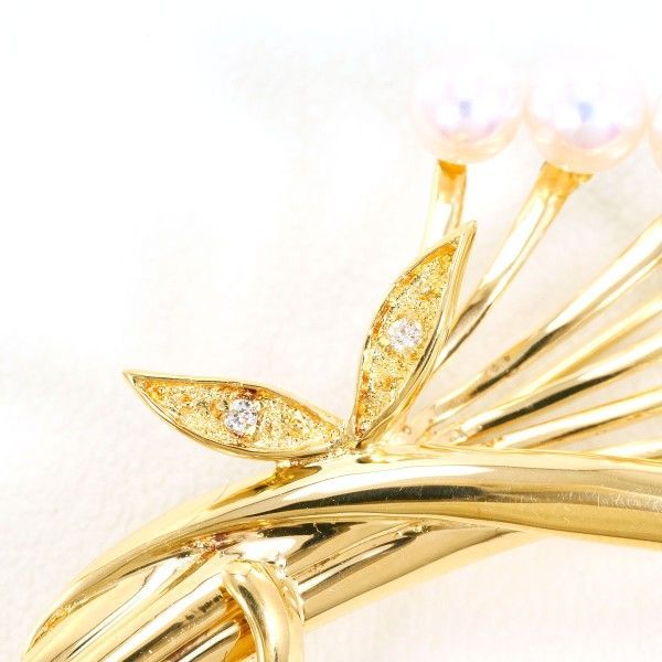 K 18 YG ブローチ brooch アコヤ真珠 ダイヤ カード鑑別書 総重量約6.0 g