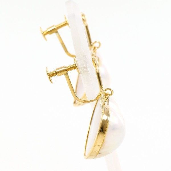 K 18 YG イヤリング clip-on earrings マベパール 真珠 総重量約4.0 g