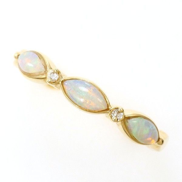 スタージュエリー K10YG リング ring 指輪 7号 オパール ダイヤ 0.01 総重量約1.2g