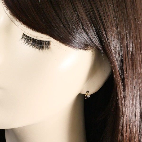 K10YG ピアス pierced earrings ジルコニア 総重量約0.3g - メルカリ