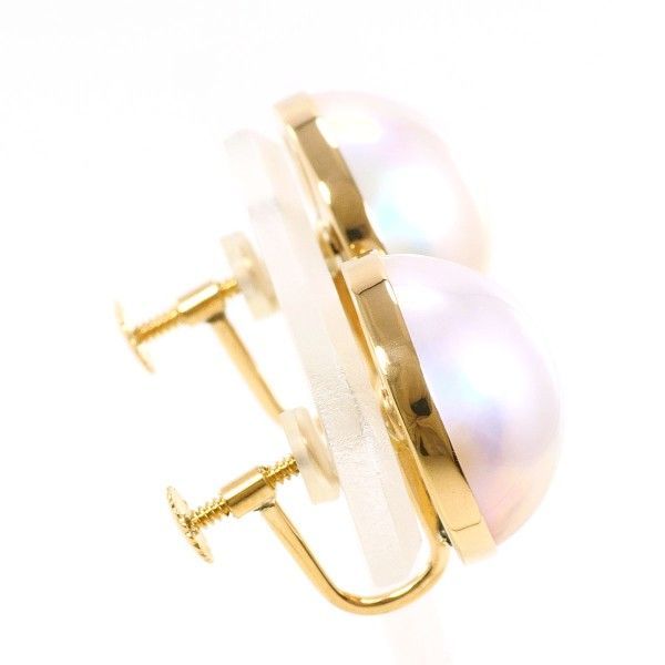 K 18 YG イヤリング clip-on earrings マベパール 真珠 総重量約8.0 g