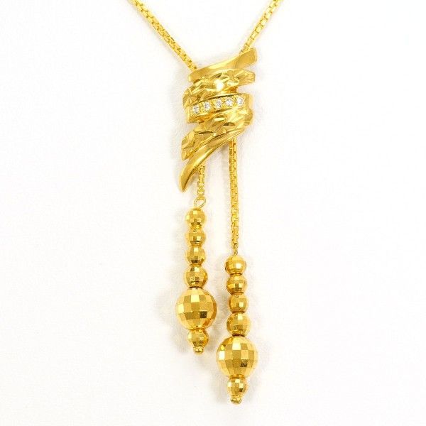 K24YG ネックレス necklace ダイヤ 0.02 カード鑑別書 総重量約7.2g 約70cm