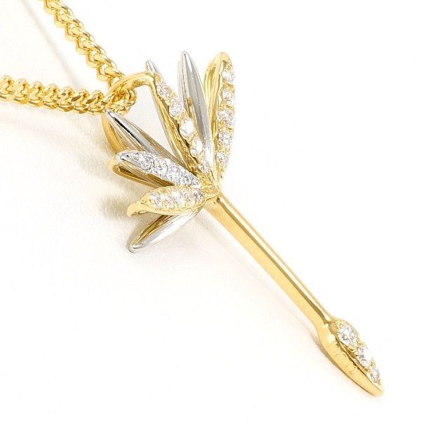 PT 900 K 18 YG ネックレス necklace ダイヤ 0.14 カード鑑別書 総重量約5.9 g 約42 cm