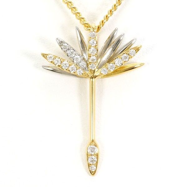 PT 900 K 18 YG ネックレス necklace ダイヤ 0 14 カード鑑別書 総重量約5 9 g 約42 cm
