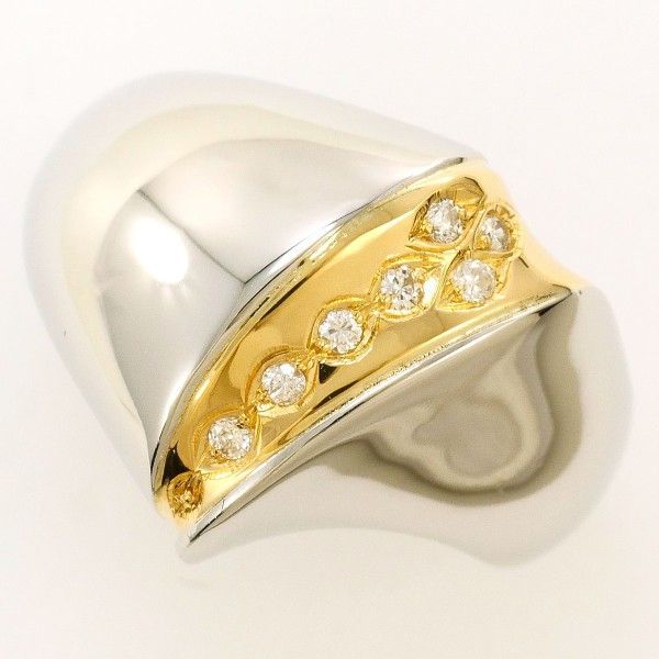 PT900 K18YG リング ring 指輪 12.5号 ダイヤ 0.07 カード鑑別書 総重量約9.0g