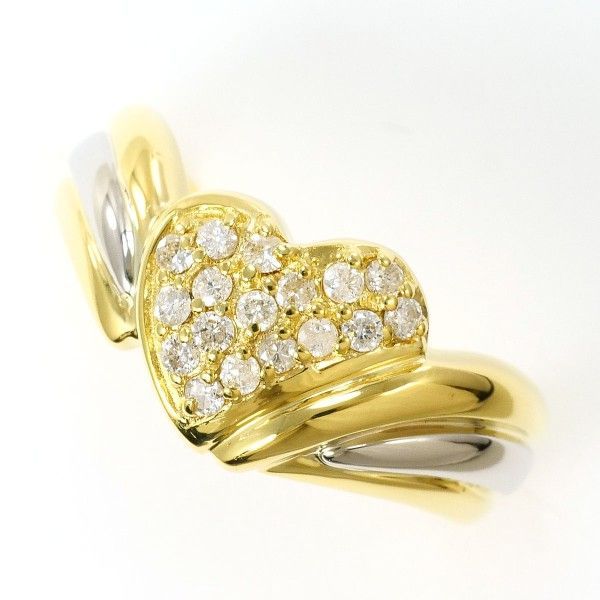 PT900 K18YG リング ring 指輪 12号 ダイヤ 0.22 カード鑑別書 総重量約5.8g