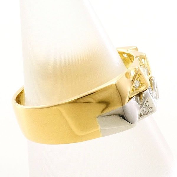 PT 900 K 18 YG リング ring 指輪 15.5号 ダイヤ 0.17 カード鑑別書 総重量約7.1 g