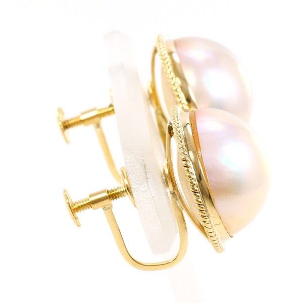 K 18 YG イヤリング clip-on earrings マベパール 真珠 総重量約6.7 g
