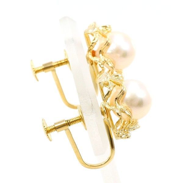 K 18 YG イヤリング clip-on earrings パール 真珠 総重量約3.7 g