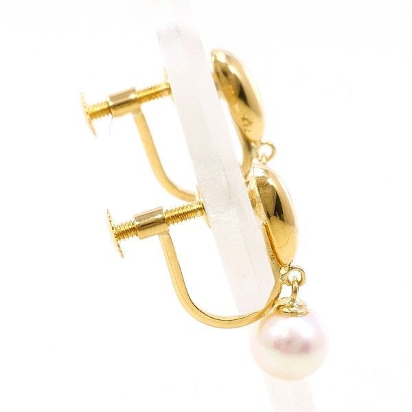 K 18 YG イヤリング clip-on earrings パール 真珠 総重量約1.5 g