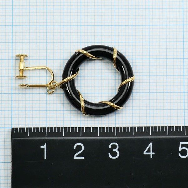 K 18 YG イヤリング clip-on earrings 片耳 オニキス 総重量約2.4 g