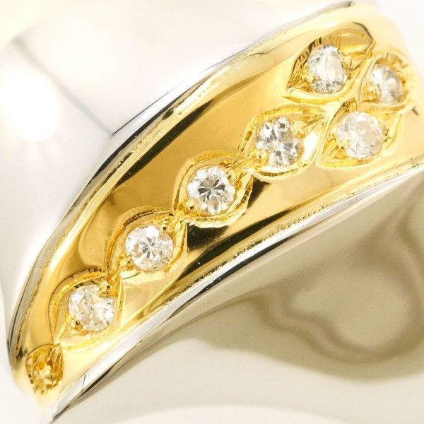 PT 900 K 18 YG リング ring 指輪 12.5号 ダイヤ 0.07 カード鑑別書 総重量約9.0 g