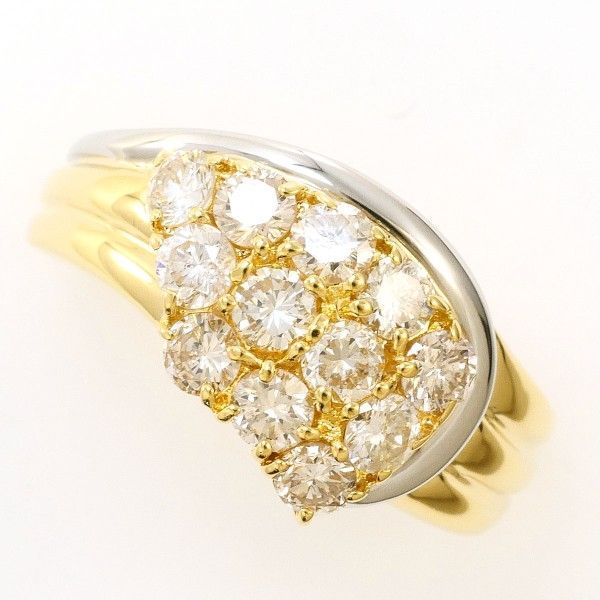 PT850 K18YG リング ring 指輪 12号 ダイヤ 1.03 カード鑑別書 総重量約5.2g