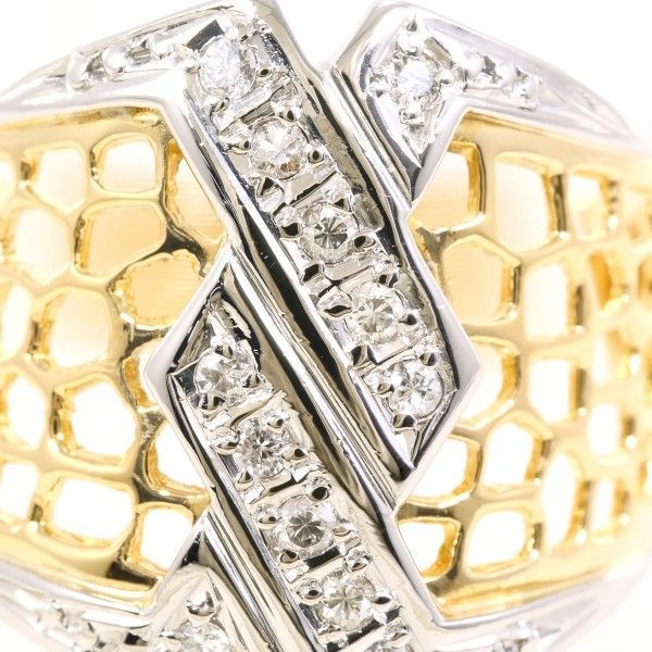 PT 900 K 18 YG リング ring 指輪 13号 ダイヤ 0.12 カード鑑別書 総重量約5.3 g