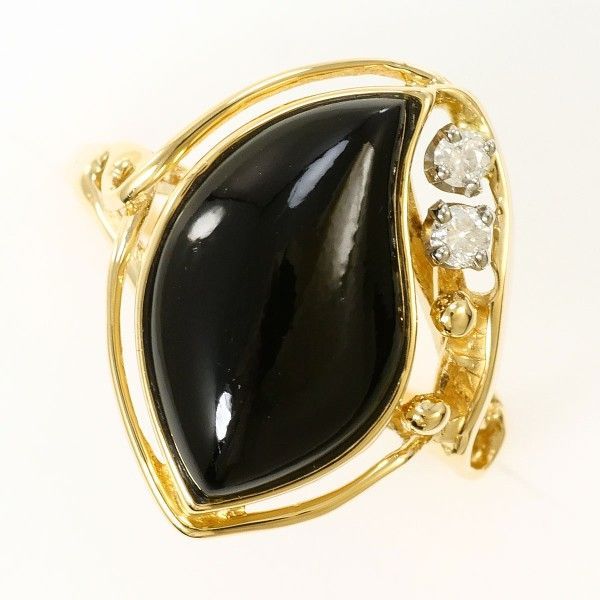 14K YGWG リング ring 指輪 13.5号 クロサンゴ ダイヤ 総重量約4.5g