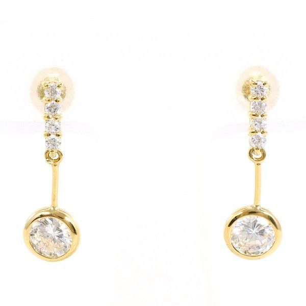 K 18 YG ピアス pierced earrings ジルコニア 総重量約1.8 g