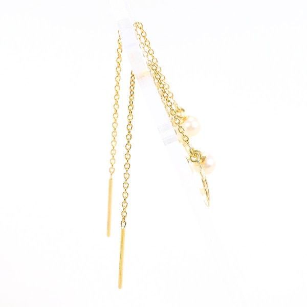 K 18 YG ピアス pierced earrings パール 真珠 総重量約0.5 g