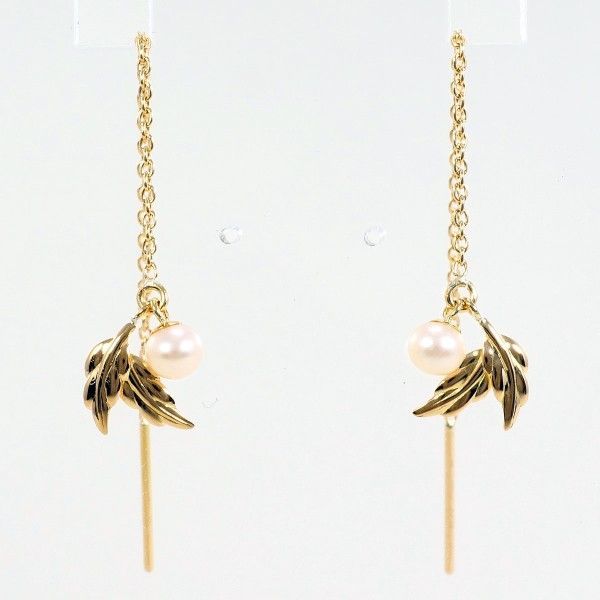 K 18 YG ピアス pierced earrings パール 真珠 総重量約0 5 g