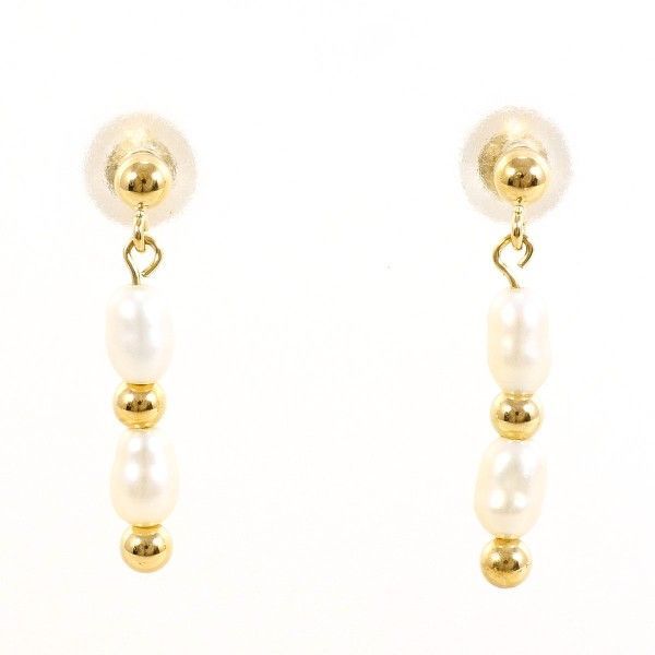K18YG ピアス pierced earrings パール 真珠 総重量約0.6g