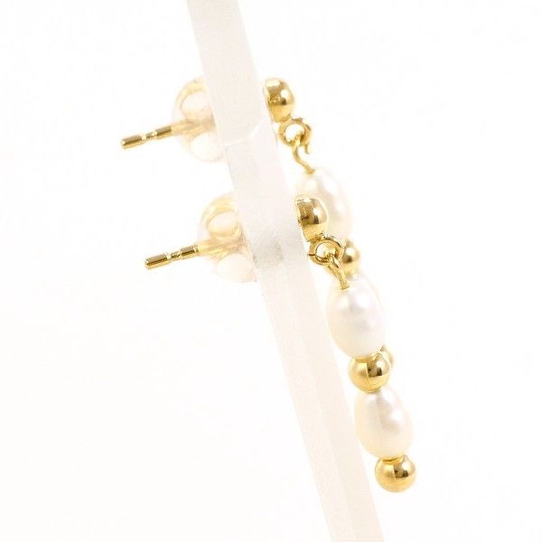 K 18 YG ピアス pierced earrings パール 真珠 総重量約0.6 g