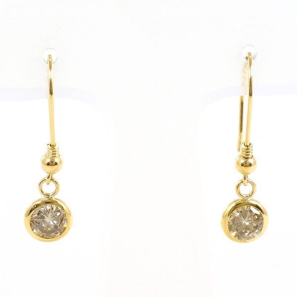 K18YG ピアス pierced earrings ブラウンダイヤ 0.26 ×2 総重量約0.9g