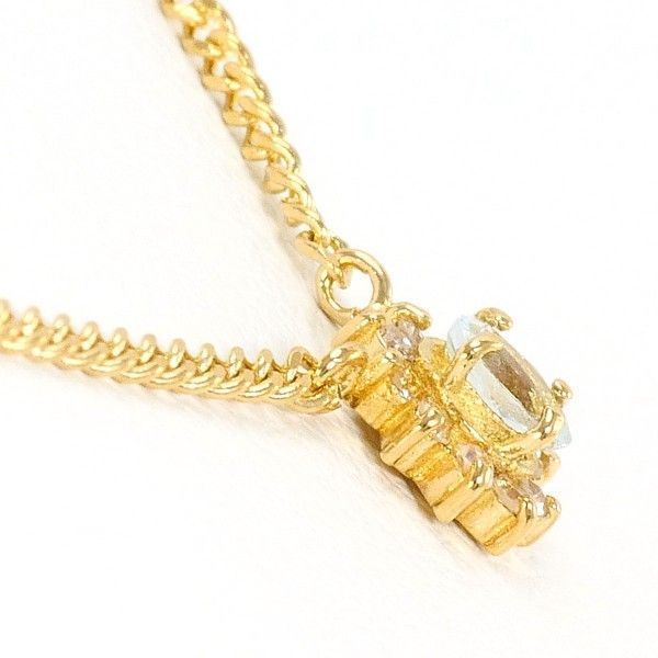 K 18 YG ネックレス necklace アクアマリン ダイヤ 0.05 総重量約2.5 g 約40 cm