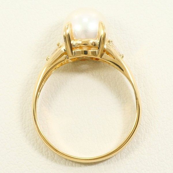 K 18 YG リング ring 指輪 11号 パール 真珠 約8 mm ダイヤ 0.06 総重量約3.3 g