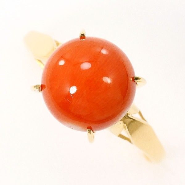 K18YG リング ring 指輪 13.5号 サンゴ 総重量約2.7g