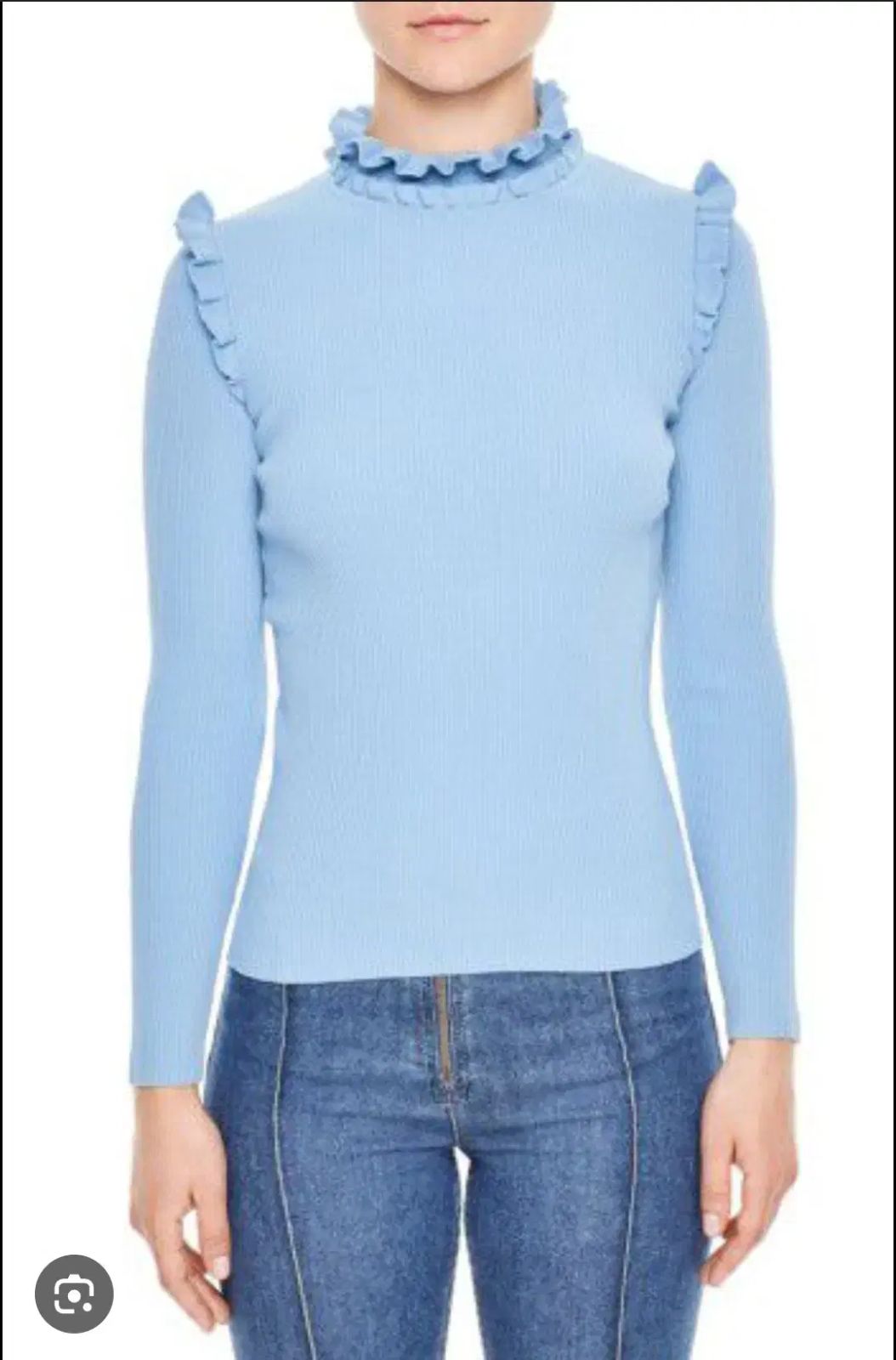 Sandro サンドロ フリル ハイネック リブ ニットトップス 1サイズ