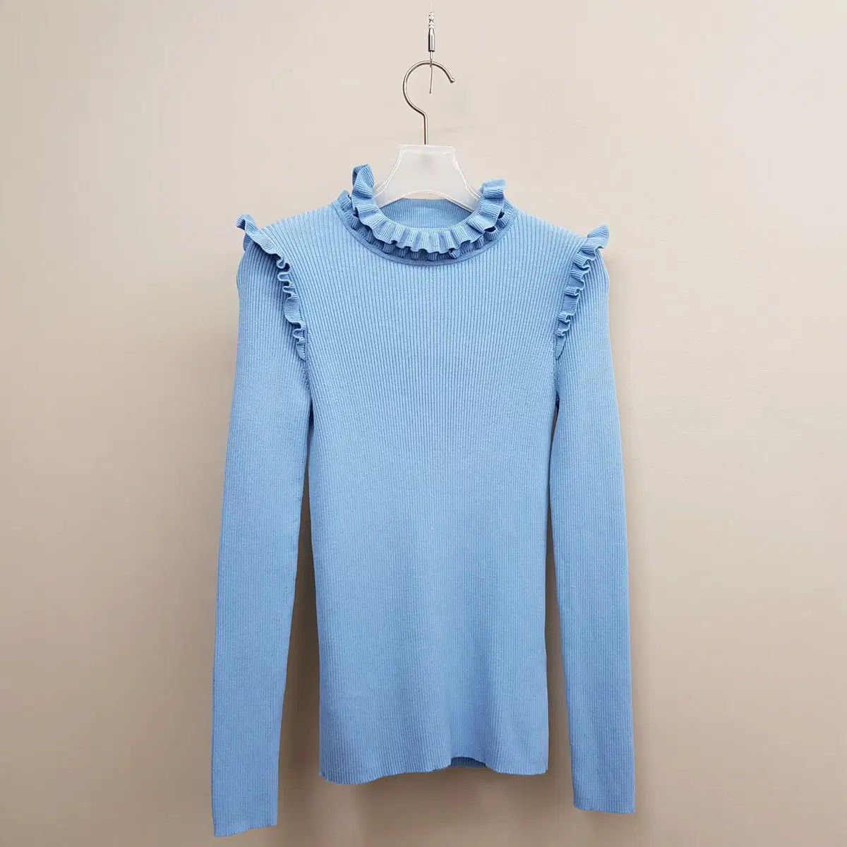 Sandro サンドロ フリル ハイネック リブ ニットトップス 1サイズ