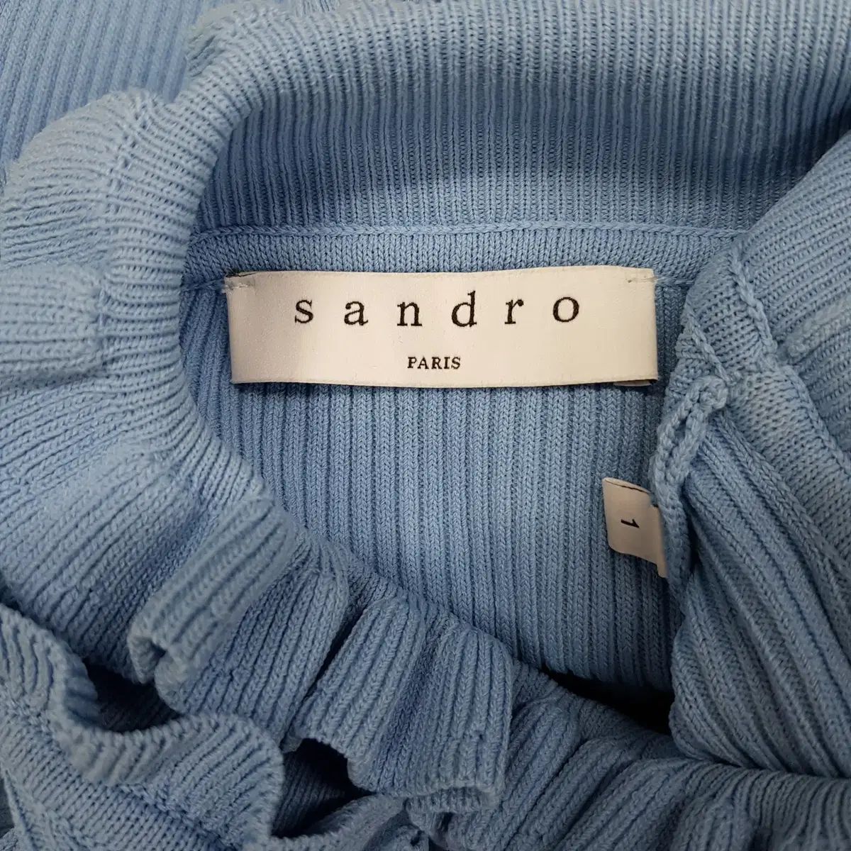 Sandro サンドロ フリル ハイネック リブ ニットトップス 長袖 ニット セーター