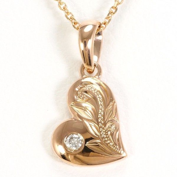 14K PG ネックレス necklace ダイヤ 総重量約2.3g 約40cm