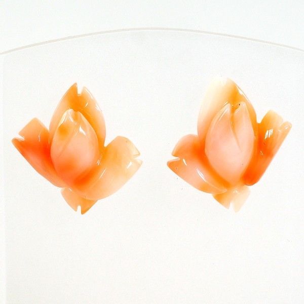 K18YG ピアス pierced earrings サンゴ 総重量約1.8g