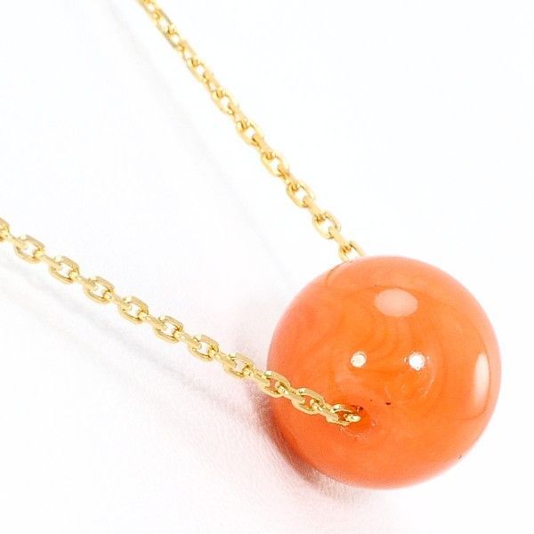 K 18 YG ネックレス necklace サンゴ 総重量約4.5 g 約50 cm