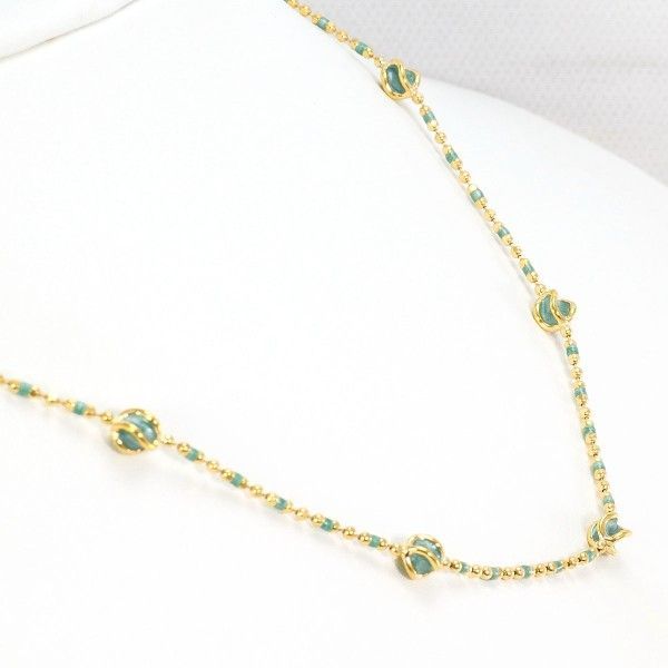 K 18 YG エナメル ネックレス necklace 総重量約4.3 g 約40 cm