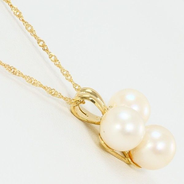 K 18 YG ネックレス necklace パール 真珠 ダイヤ 0.01 総重量約3.2 g 約43 cm