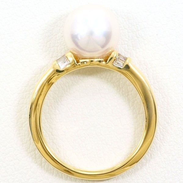K 18 YG リング ring 指輪 8号 パール 真珠 約8 mm ダイヤ 0.10 総重量約3.7 g