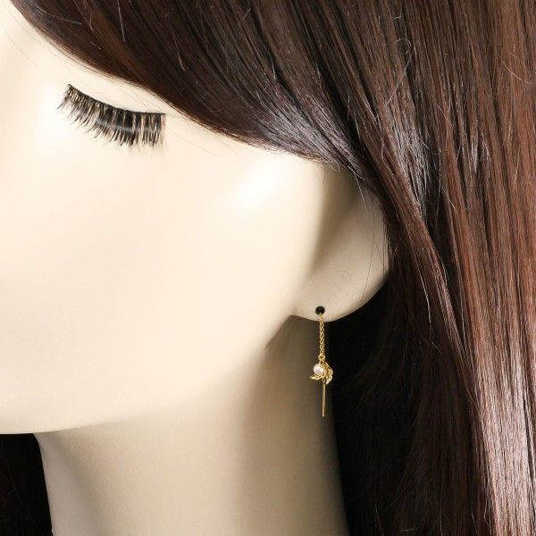  K 18 YG ピアス pierced earrings パール 真珠 総重量約0.5 g その他 アクセサリー