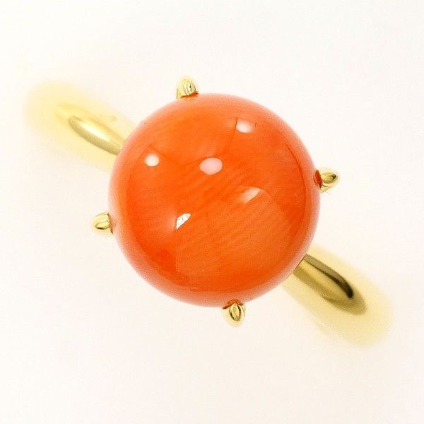 K 18 YG リング ring 指輪 12号 サンゴ 総重量約4 3 g