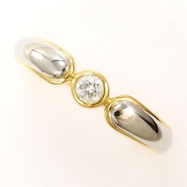 PT900 K18YG リング ring 指輪 12号 ダイヤ 0.10 総重量約3.1g