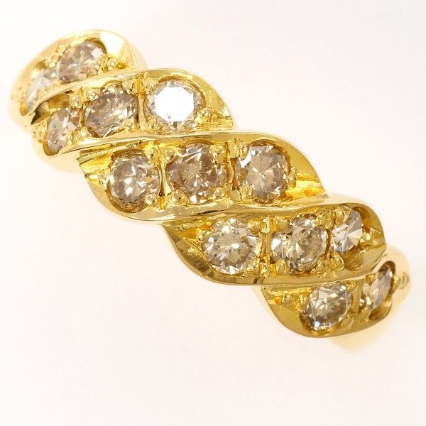 K18YG リング ring 指輪 15.5号 ブラウンダイヤ 1.00 総重量約2.4g