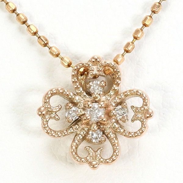K10PG ネックレス necklace ダイヤ 0.04 総重量約1.5g 約40cm