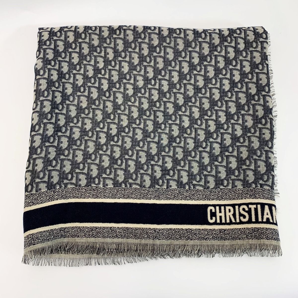 極美品☆希少☆Christian Dior トロッターゴールド シルク ストール Christian Dior クリスチャンディオール オブリークストール