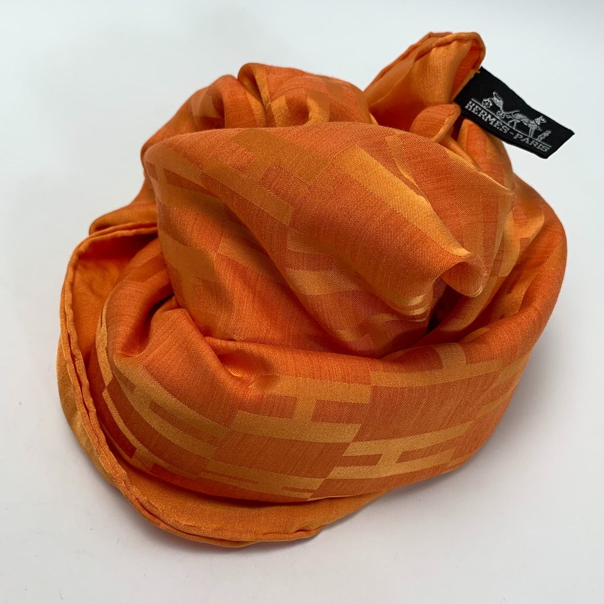 HERMES エルメス 大判ストール スカーフ H柄 オレンジ レディース