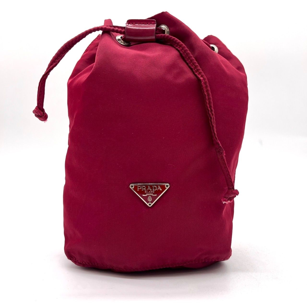 ✨良品✨ PRADA プラダ ハンドバッグ ポーチ 巾着 三角プレート