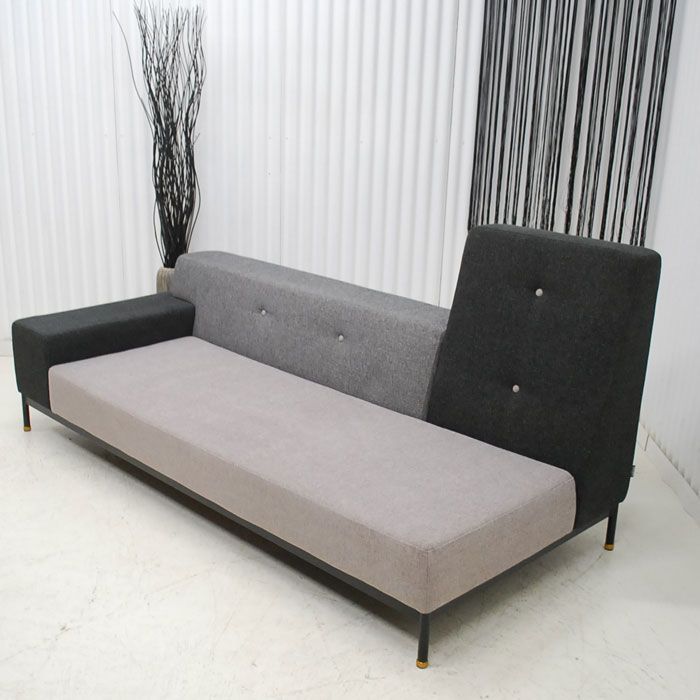 アウトレット 現品限り 一部 大 スタイリッシュモダン アシンメトリー ファブリック ３人掛けソファー 3 P 240302-テットkd p右肘