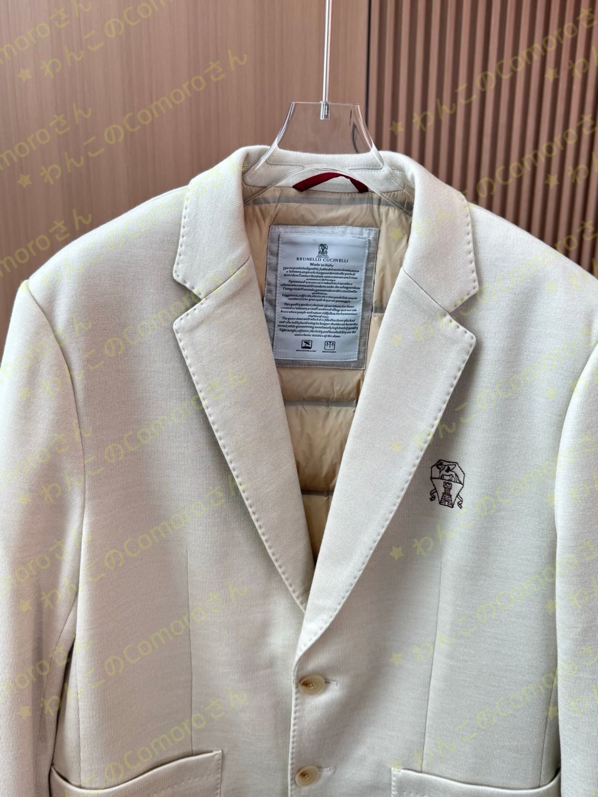 オフホワイトM 3XL ブルネロクチネリ メンズ ウール混 ダウンジャケット スタイリッシュ ビジネスブレザー カジュアルフォーマル