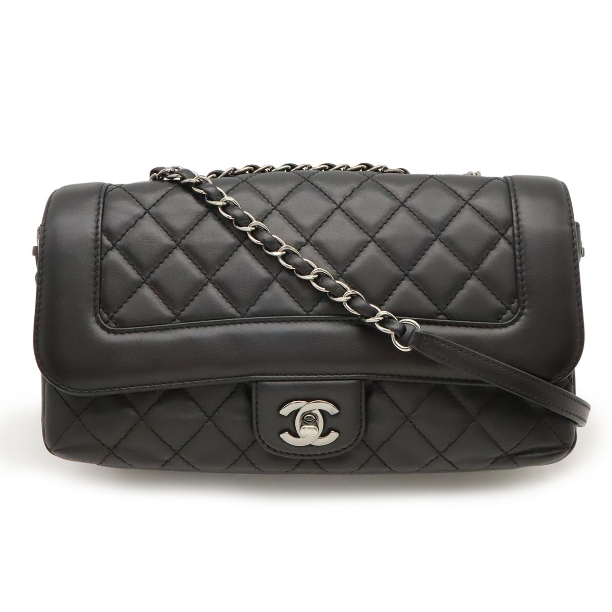 CHANEL シャネル マトラッセ ココマーク チェーンショルダー ショルダーバッグ レースアップ 編み上げ レザー ブラック 黒 シルバー金具