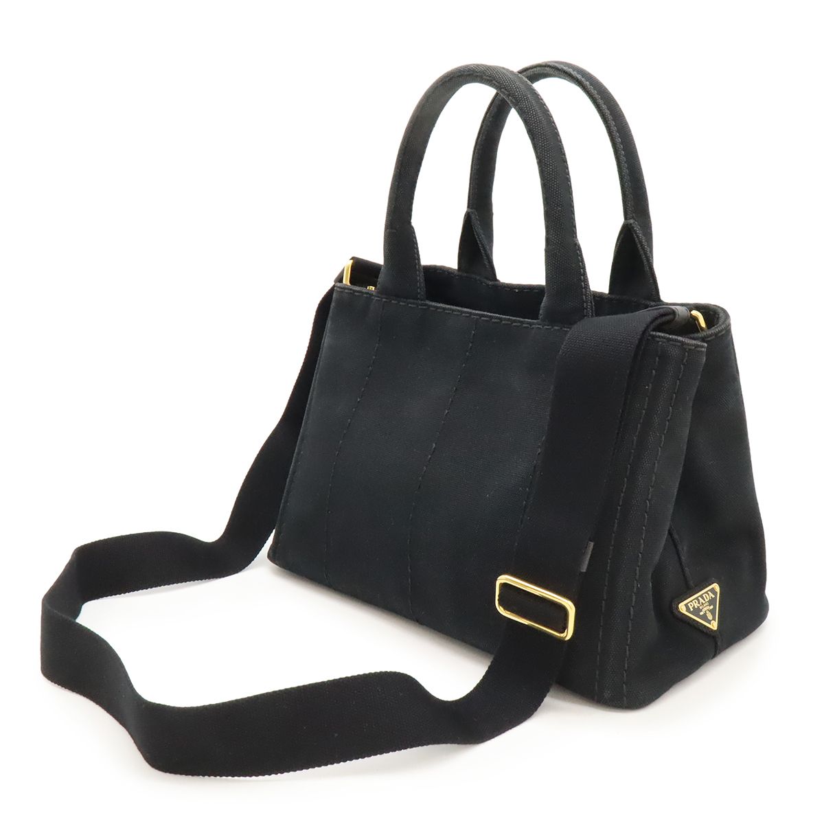 PRADA プラダ CANAPA カナパ トートバッグ 2WAY ショルダーバッグ 斜め掛け キャンバス NERO 黒 ブラック ゴールド金具 1BG439